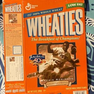 Antique Collectible Vintage. Wheaties Cereal Box. Jackie Robinson.
